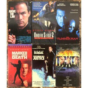 Steven Segal VHS Action Movie Lot of 6 Above The Law Marked For Death Ticker